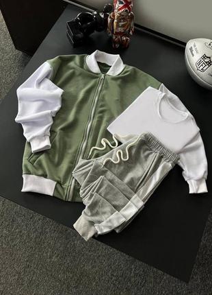 Спортивний костюм бомбер + футболка + штани