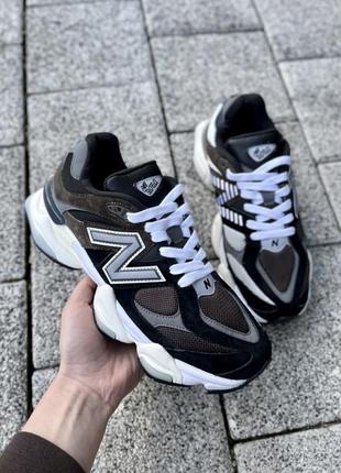 Отличные мужские кроссовки new balance 9060 brown коричневые с чёрным