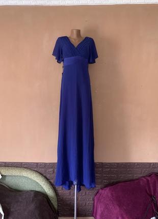 Длинное новое платье платье на выпускной бал синяя красивая1 фото