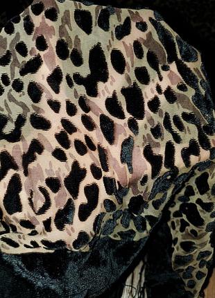Вінтажний оксамитовий леопардовий шарф із бахромою, тваринний принт, лео, вінтаж3 фото