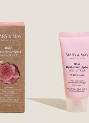 Увлажняющая маска mary&may rose hyaluronic hydra wash off pack 30 г2 фото