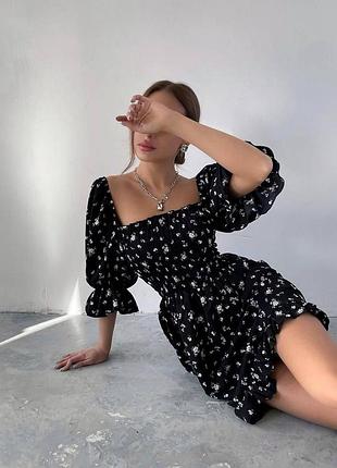 Короткое платье цветочный принт 2