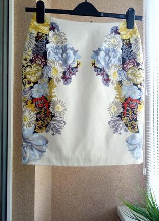 Красивая летняя прямая юбка в цветочный принт2 фото