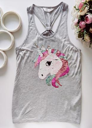 Майка с единорогом из пайеток артикул: 15430