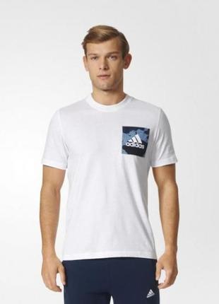 Мужская белая спортивная футболка adidas essentials, для занятий фитнесом. 100% оригинал, р. м.