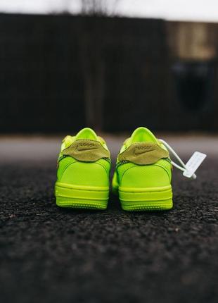 Детские брендовые кроссовки nike air force off-white neon green салатовые5 фото