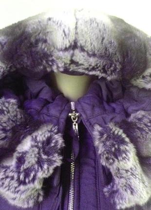 Теплая зимняя куртка-пальто с натуральным мехом (мутон) на воротнике размер 42-443 фото