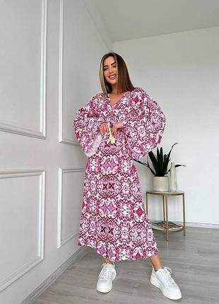 Крутое льняное платье из принтованного льна