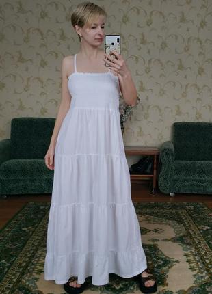 Платье из хлопка белого цвета4 фото