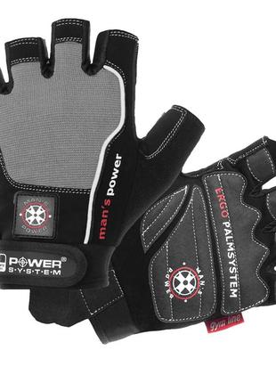 Перчатки для фитнеса и тяжелой атлетики power system ps-2580 man’s power black/grey s