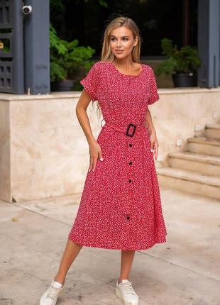 Платье женское длинное красный цвет с цветочным принтом1 фото