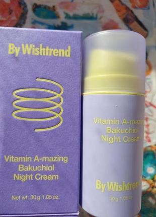 Нічний крем з ретиналем та бакучіолом by wishtrend vitamin a-mazing bakuchiol night cream 30 мл.