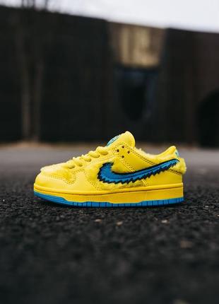Детские кроссовки брендовые nike sb x grateful dead bears yellow blue жёлтые с синим