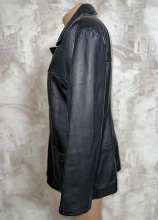 Чёрный кожаный пиджак(022)5 фото