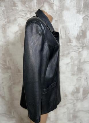 Чёрный кожаный пиджак(022)4 фото