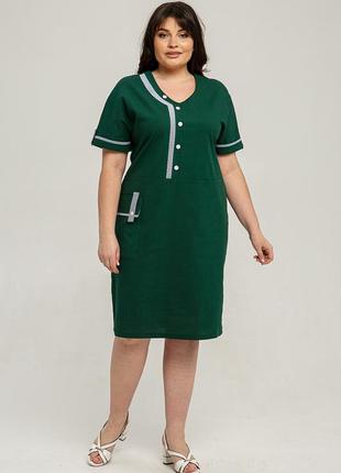Тёмно-зеленое летнее платье эмма