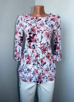 Блуза / кофточка / туничка в мелкую полоску и принт бордовых цветов, multiblue, 36