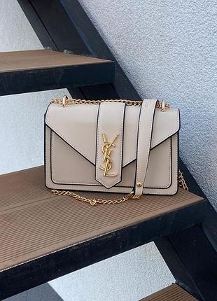 Сумка жіноча в стилі yves saint laurent shoulder messenger bag beige