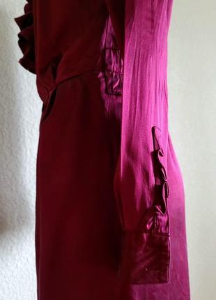 Шелковое платье-рубашка мини меди3 фото