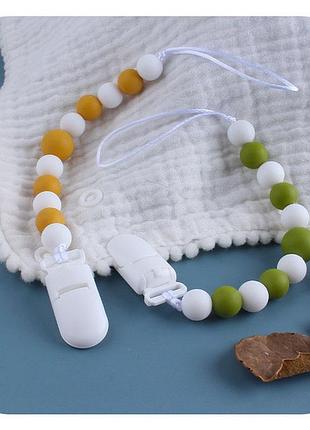 Держатель из силиконовых бусин для соски пустышки мятный ds0-33