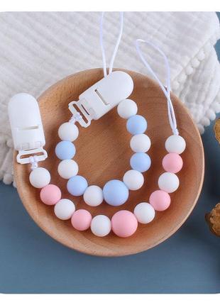 Держатель из силиконовых бусин для соски пустышки мятный ds0-33