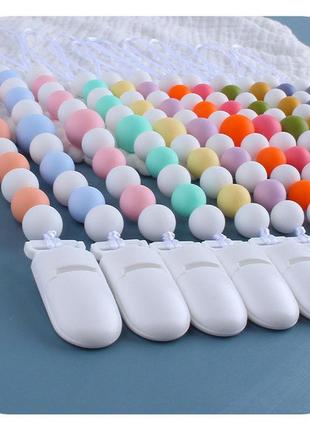 Держатель из силиконовых бусин для соски пустышки мятный ds0-33