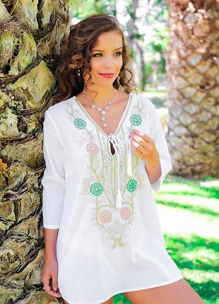 Шикарна туніка з вишивкою тм fresh cotton нова колекція