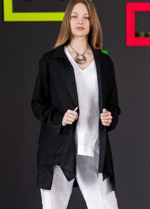 Льняная женская рубашка vil'ni мейкон черный