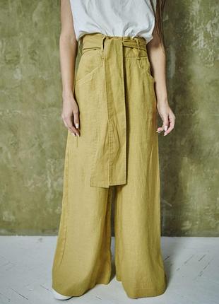 Лляні жіночі штани vil'ni кальярі гірчичний