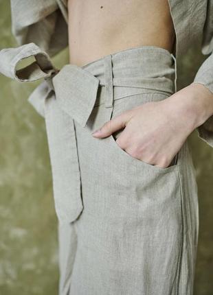 Лляні жіночі штани vil'ni кальярі бежевий3 фото