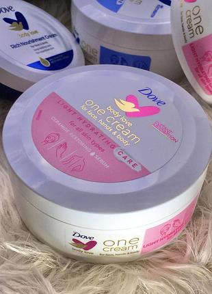 Зволожуючий крем для обличчя рук і тіла dove body love one cream light hydrating care зволожувальний догляд універсальний 250 мл