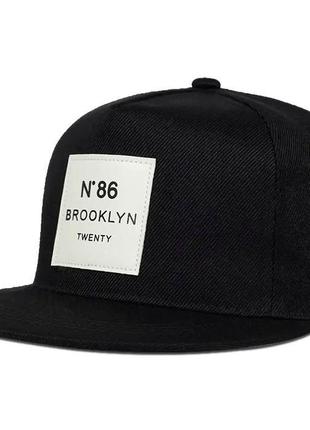 Кепка снепбек brooklyn n86 с прямым козырьком черная, унисекс wuke one size