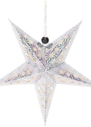 Декор новогодний подвесной звезда 45см серебряный1 фото