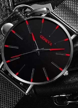 Часы мужские ультратонкие классические с сетчатым браслетом.