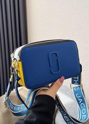 Сумка женская camera bag в стиле marc jacobs  snapshot сумочка марк джейкобс под флаг украины (синяя с желтым)