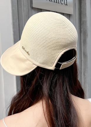 Панама шляпа размер 55-58 см бежевая3 фото