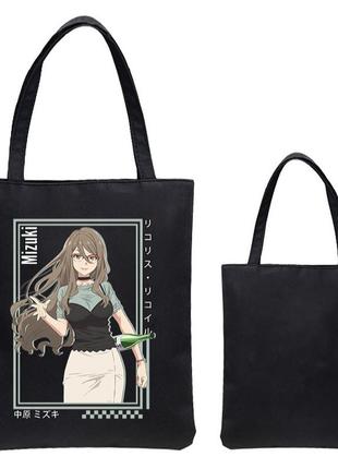 Сумка-шопер аніме дівчина з пляшкою чорна