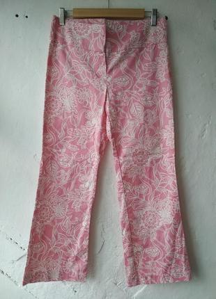 Женские розовые брюки в цветочный принт от zara размер 38
