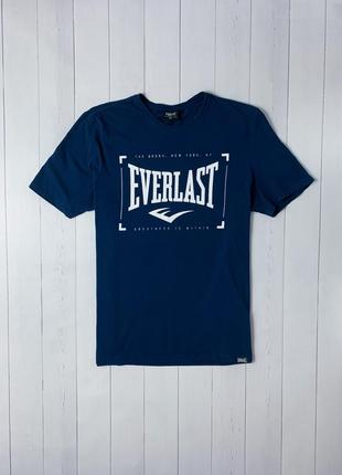 Мужская синяя спортивная футболка everlast эверласт с большим логотипом. размер l xl