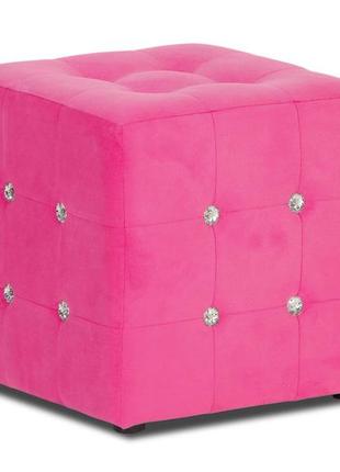 Пуф розовый кристалл км 2. 40х40х43см.пуфик,пуфики,пуф велюровый,пуф велюр,банкетка, подарок