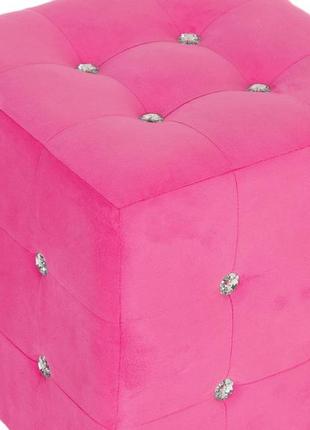Пуф розовый кристалл км 2. 40х40х43см.пуфик,пуфики,пуф велюровый,пуф велюр,банкетка, подарок2 фото