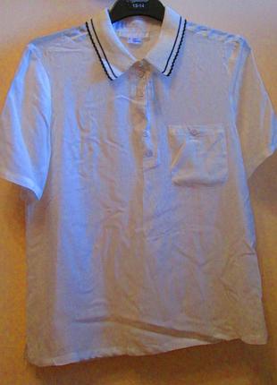 Актуальная легкая белая футболка блуза cooperative с воротничком натуральная размер s