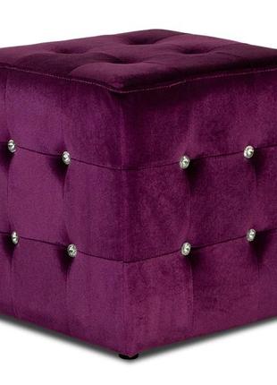 Пуф фіолетовий кристал км 2. 40х40х43 см.пуфік,пуфики,пуф велюровий,пуф велюр, банкетка, подарунок