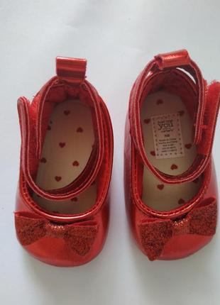 Балетки, туфли, пинетки, тапочки червоні, by carter's, 0 міс3 фото