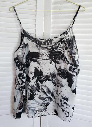 Актуальный топ, блуза с черно белым цветочным принтом, материал как шифон2 фото