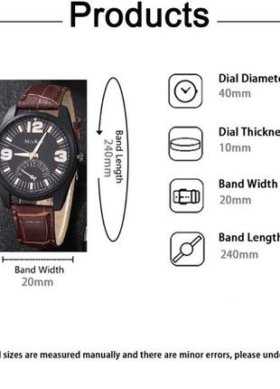Подарунковий набір для чоловіків: наручний годинник з 1 стильним браслетом - діам. 4 см, довж. 24 см, шир рем 2 см, без коробки.3 фото