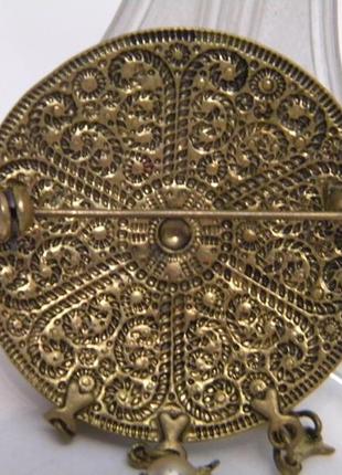 Брошь роза фарфор чешская бижутерия чехословакия яблонекс винтаж №828