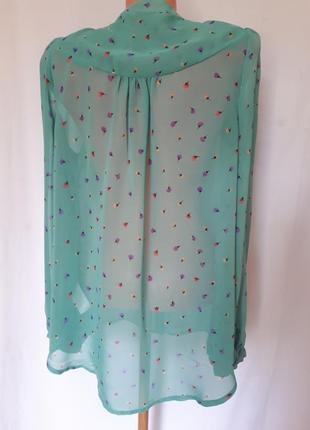 Нежная бирюзовая блуза в цветочный принт miss selfridge ( размер 12)4 фото