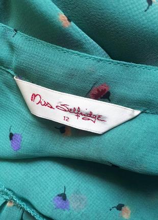 Нежная бирюзовая блуза в цветочный принт miss selfridge ( размер 12)6 фото