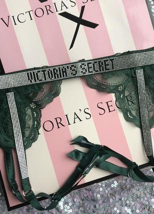 Пояс victoria’s secret strap garter belt green lace виктория сикрет подвязки чулки